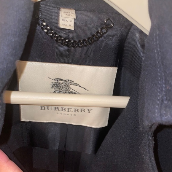 BURBERRY Kensington Black Wool Cashmere Double Breasted Trench Size 4 - Picture 2 of 15